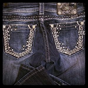 Miss Me Boot Cut Jeans with rhinestone pockets